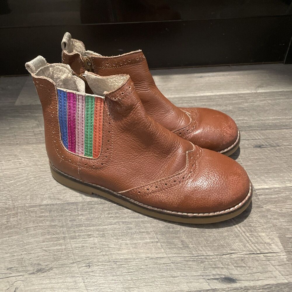 Mini Boden Kids Rainbow Leather Chelsea Boots Brogue Wingtip Size EU 32 US 1